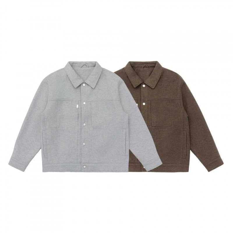 Herren Oversize Hemdjacke im Boxy-Cut aus Wollmix mit Druckknopfblende und aufgesetzten Taschen Shop Nory