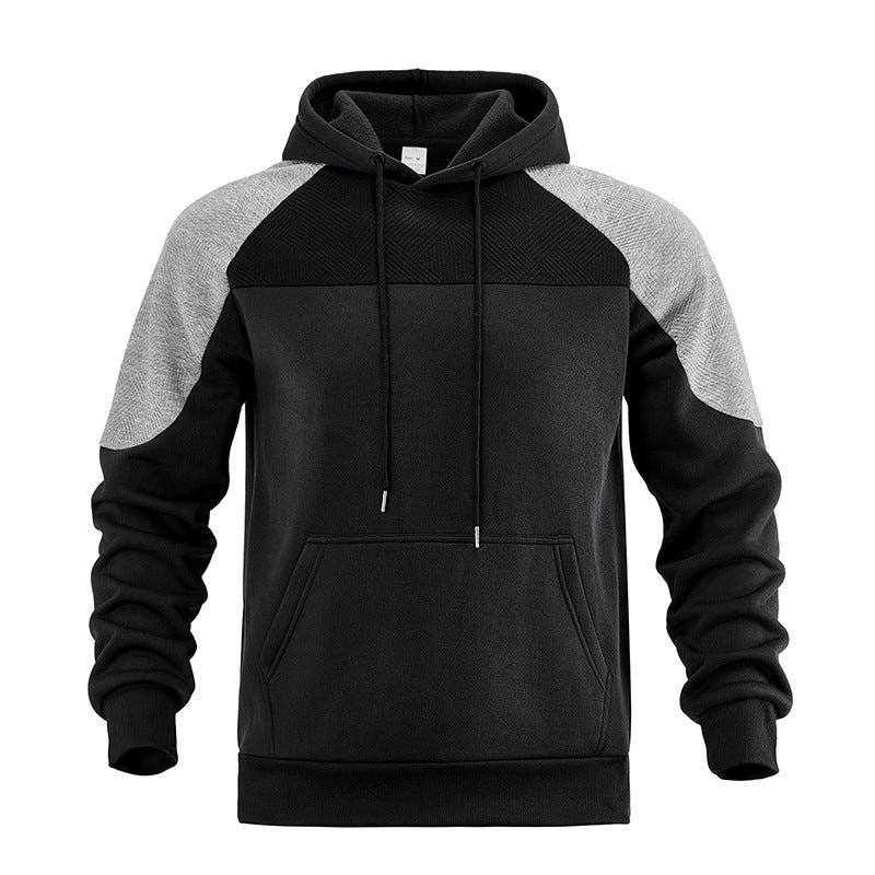 Herren nan sportiver Kapuzenpullover mit strukturierten Kontrast-Einsätzen und Kängurutasche Shop Nory