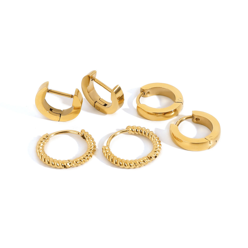 Damen Creolen Ohrstecker Set aus hypoallergenem Edelstahl Shop Nory