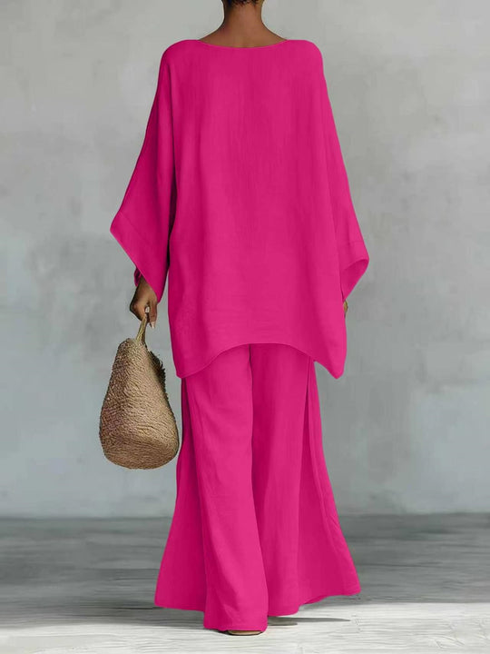 Damen Lässiges Oversize-Kaftanoberteil mit weiten Palazzohosen Shop Nory