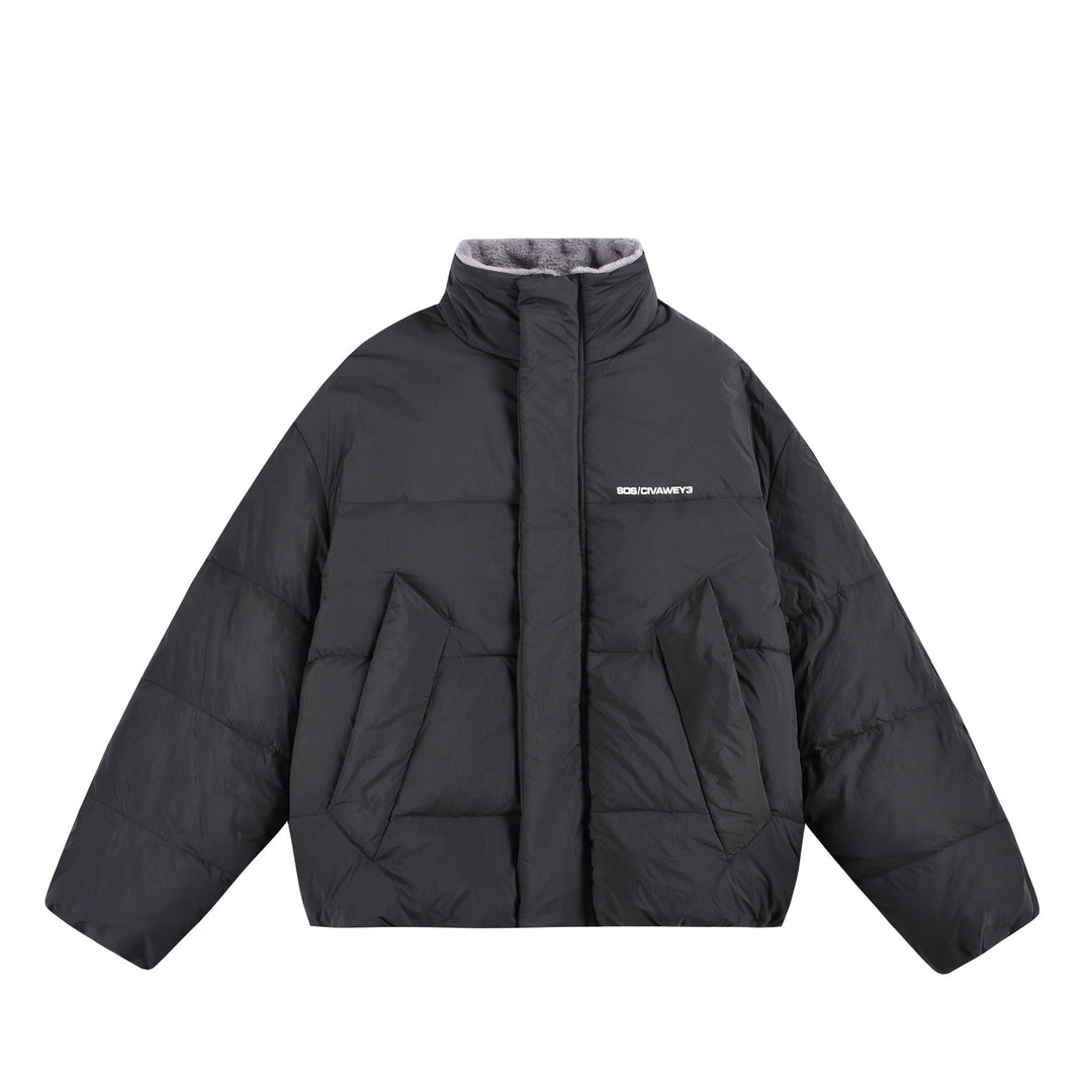 Damen Oversize Steppjacke mit hohem Plüschkragen und Windschutzleiste Shop Nory