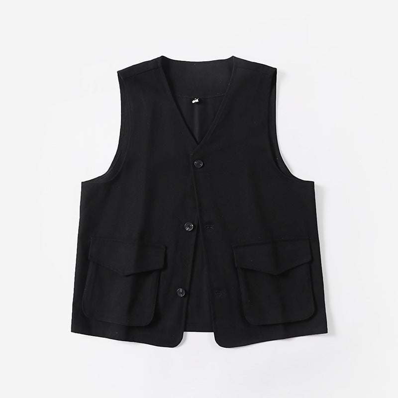 Herren Multifunktionale Baumwoll-Weste mit aufgesetzten Taschen und V-Ausschnitt Shop Nory