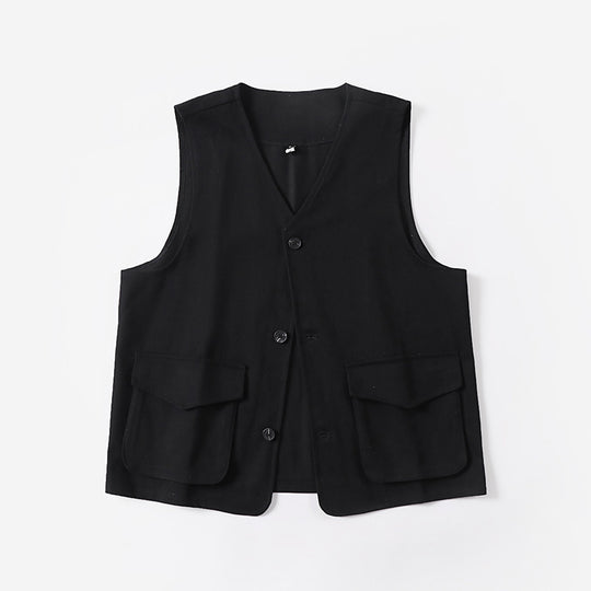 Herren Multifunktionale Baumwoll-Weste mit aufgesetzten Taschen und V-Ausschnitt Shop Nory