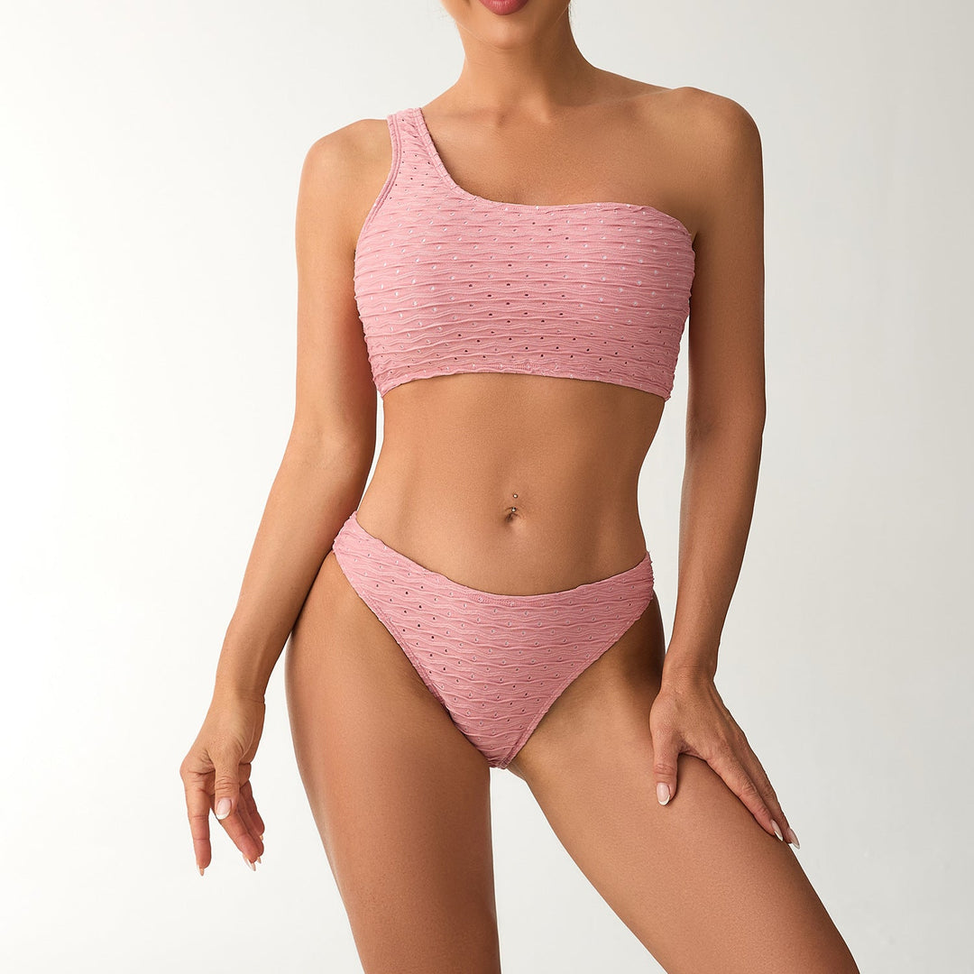 Damen Einseitiger Bikini mit strukturierter Oberfläche Shopnory