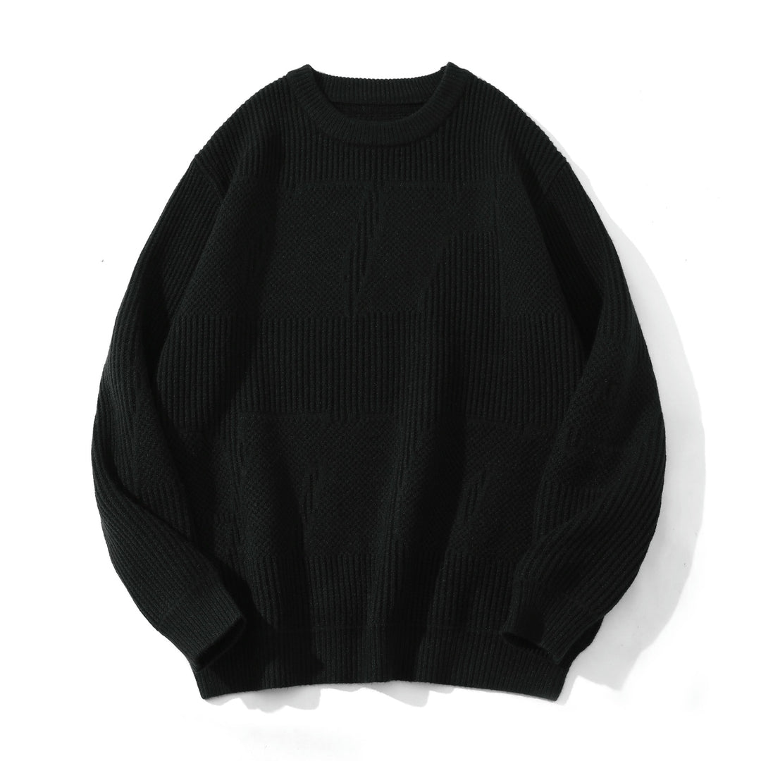 Unisex Strukturierter Oversize-Rundhalspullover mit Panel‑Strick Shop Nory
