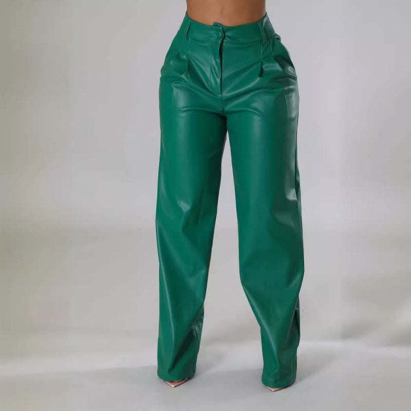 Damen Elegante und stilvolle Kunstlederhose