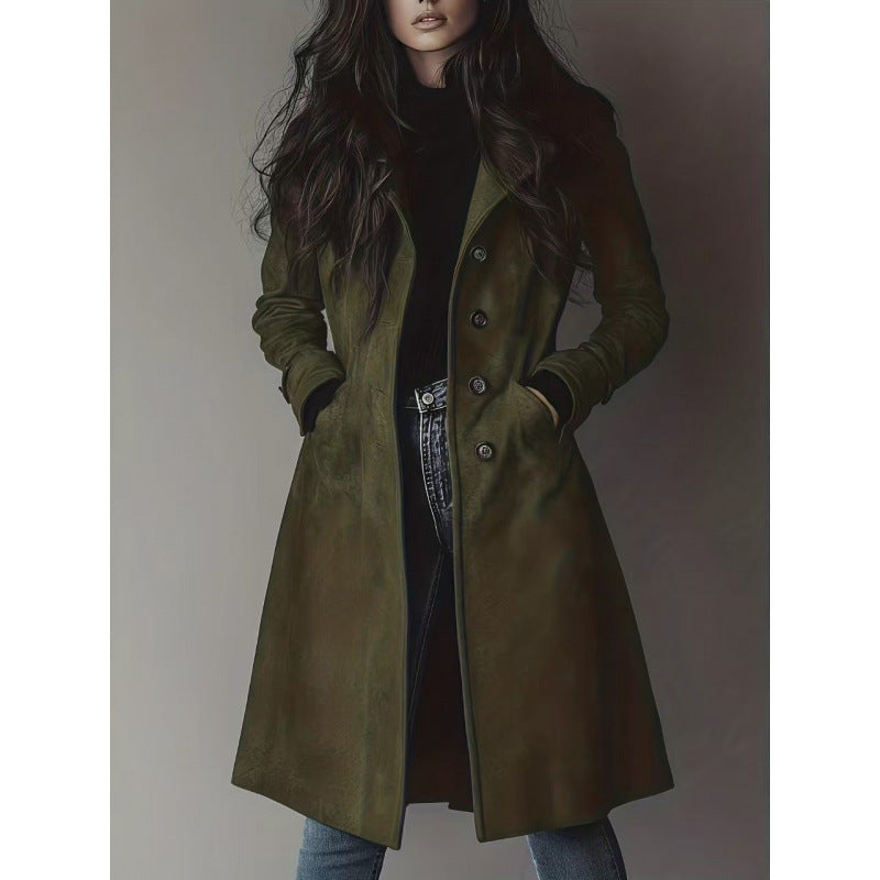 Damen Longline Wollmix-Mantel mit tailliertem Schnitt, Reverskragen und Pattentaschen Shop Nory