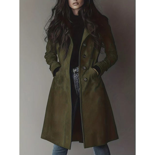 Damen Longline Wollmix-Mantel mit tailliertem Schnitt, Reverskragen und Pattentaschen Shop Nory