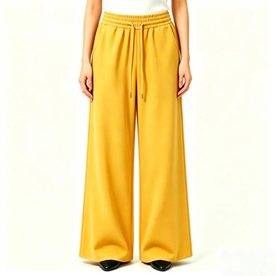 Damen nan weite High-Waist Loungehose mit elastischem Bund, Kordelzug und fließendem Jersey Shop Nory