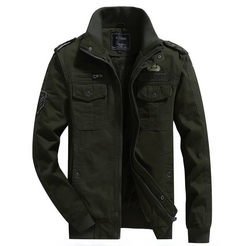 Herren Canvas-Fieldjacke im Utility-Style mit wärmender Fleece-Innenlage und Schulterpatten Shop Nory