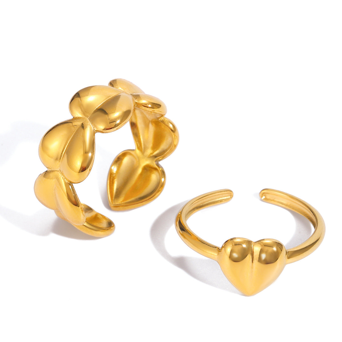 Damen Offener Ring mit verspieltem Herzdesign aus hypoallergenem Edelstahl Shop Nory