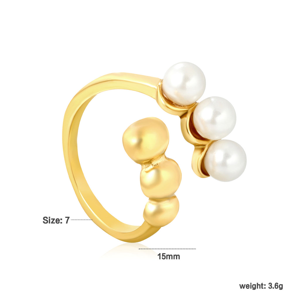 Damen Ring mit kunstvollem Perlen-Design und edler Goldoberfläche Shop Nory