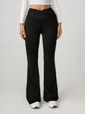 Damen High-Waist Sporthose mit weitem Bein und elastischem Bund