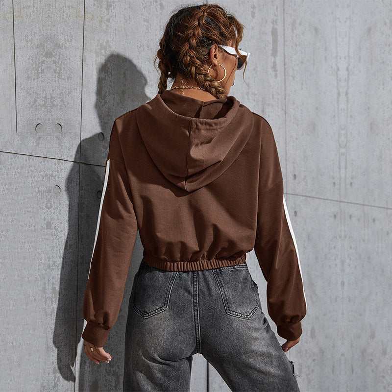 Damen Cropped Hoodie mit Bärchen-Print und Streifen Shop Nory