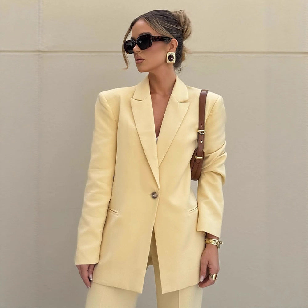 Damen Eleganter Oversize-Blazer mit hoher Taille und weiter Schlaghose Shop Nory