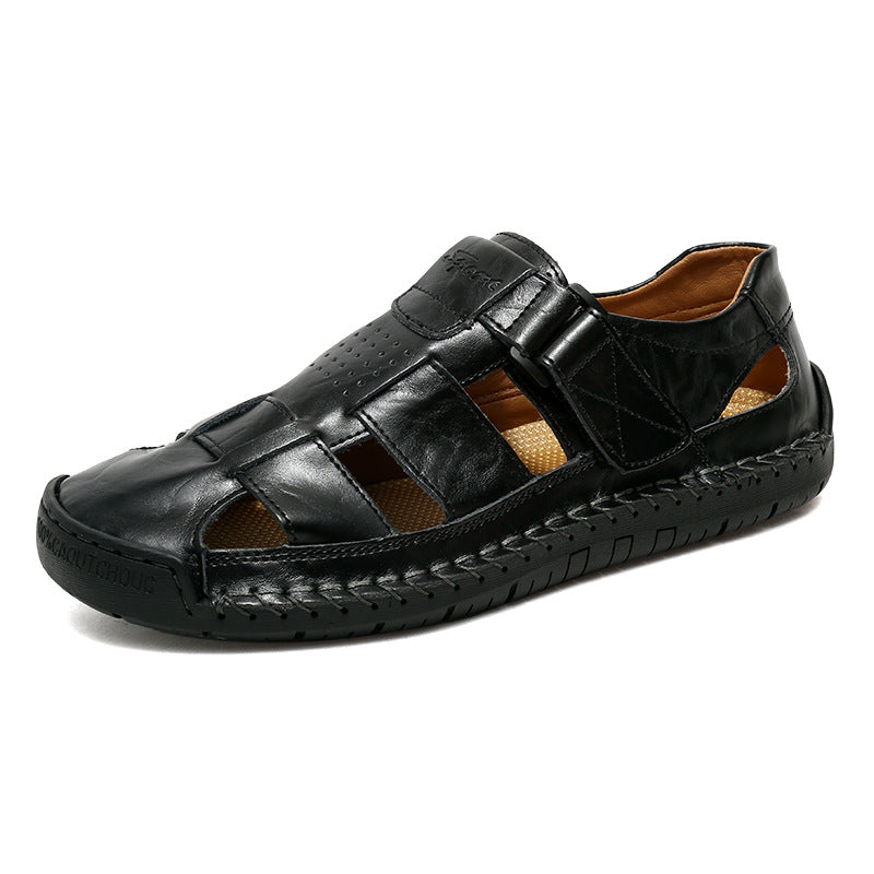 Herren Bequeme Leder-Sandalen mit verstellbarem Riemen