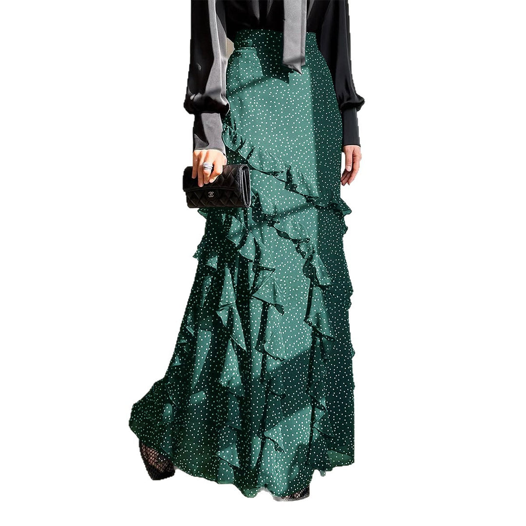 Damen nan Maxirock mit hohem Taillenbund, asymmetrischen Volants und fließender Chiffon‑Optik Shop Nory