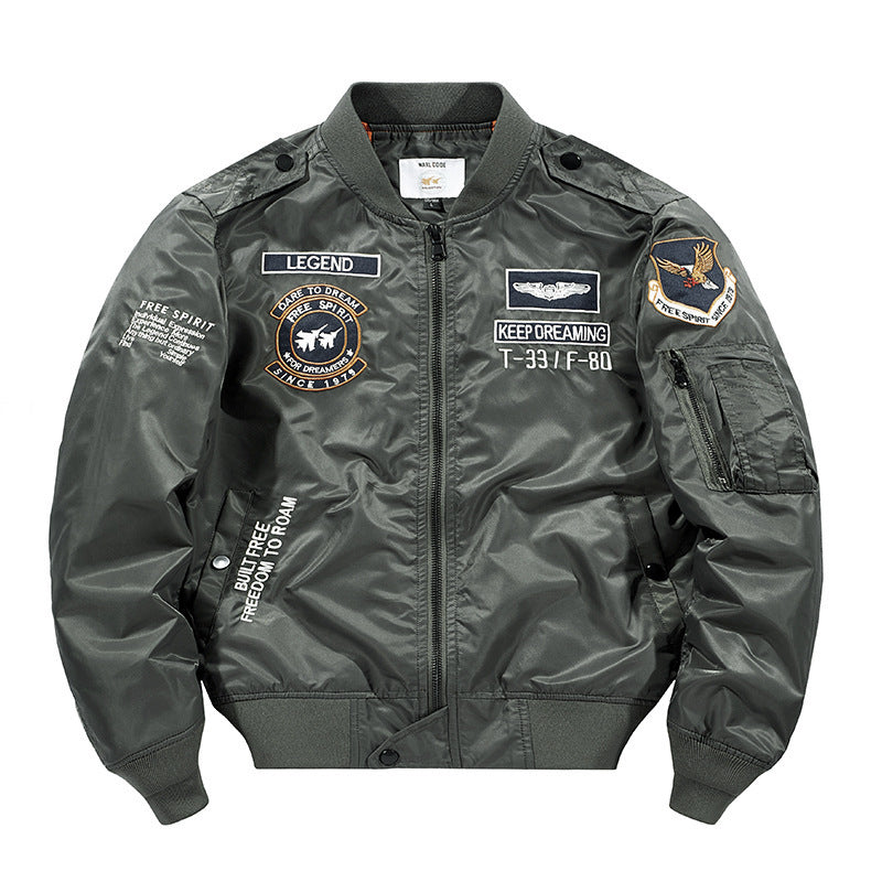 Herren Bomberjacke Pilotenblouson mit gestickten Fliegerapplikationen und windabweisendem Nylon Shop Nory