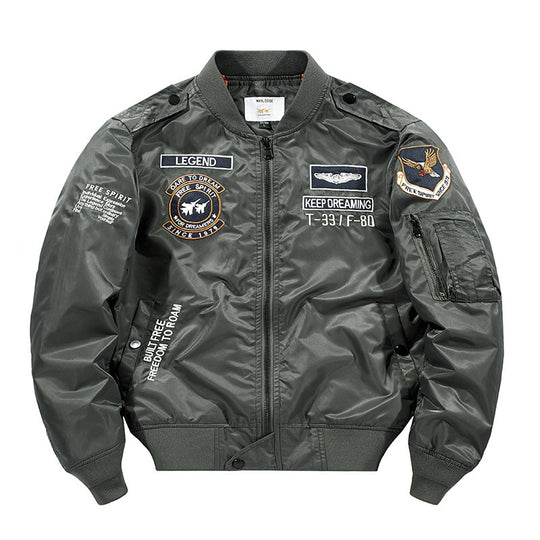 Herren Bomberjacke Pilotenblouson mit gestickten Fliegerapplikationen und windabweisendem Nylon Shop Nory
