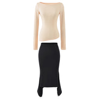 Chrysanthemenrosa Top & Schwarzer Rock Set
