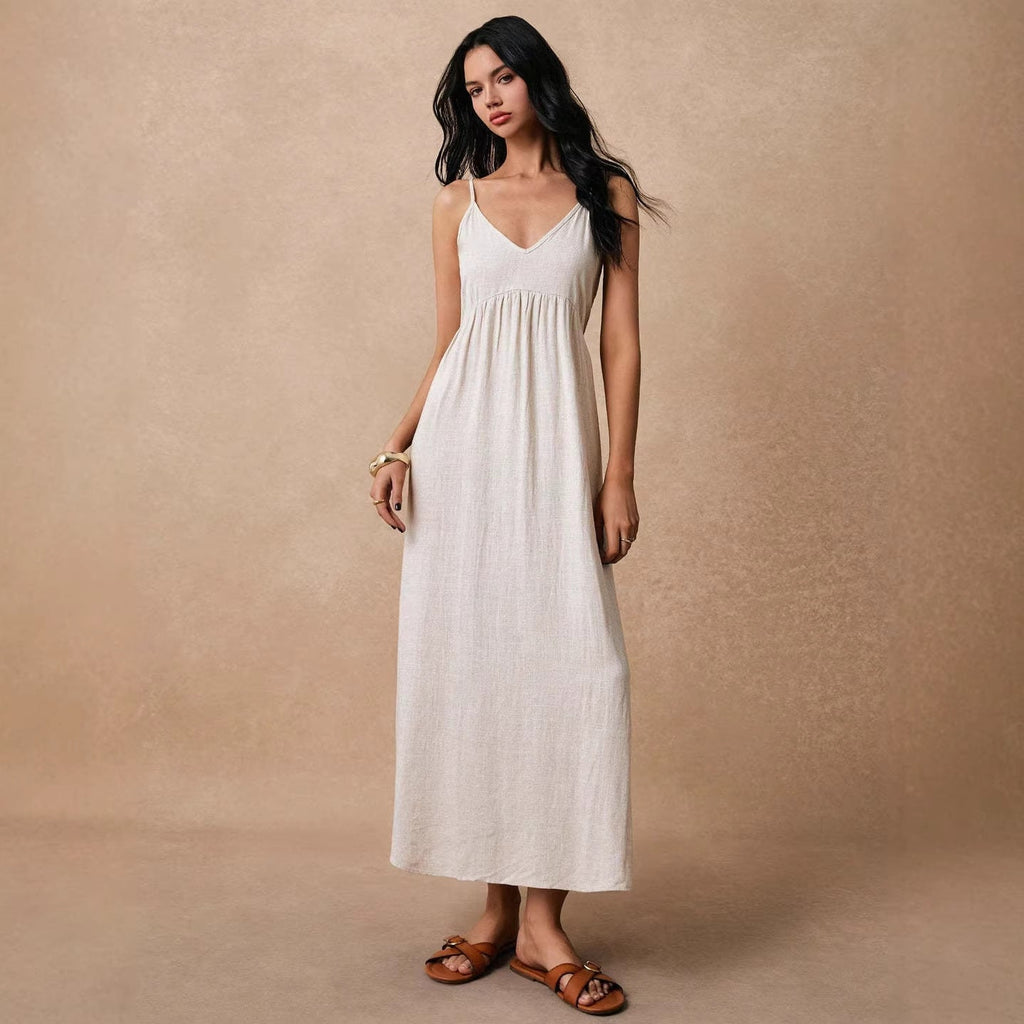 Damen Maxikleid mit feinen Spaghettiträgern und leichtem, atmungsaktivem Material Shopnory