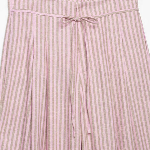 Damen nan weite Leinenhose mit Streifenmuster und Kordelzug Shop Nory