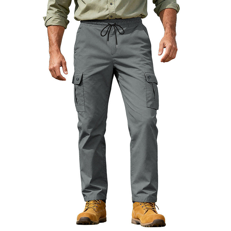 Herren nan robuste Freizeit-Cargohose mit elastischem Bund Tunnelzug und Mehrfachtaschen