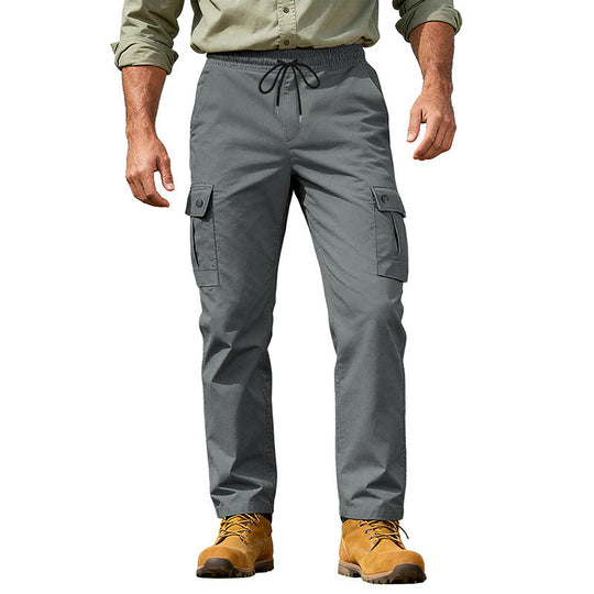 Herren nan robuste Freizeit-Cargohose mit elastischem Bund Tunnelzug und Mehrfachtaschen