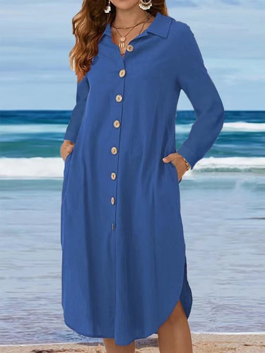 Damen Hemdkleid mit Knopfleiste und Seitenschlitzen Shop Nory