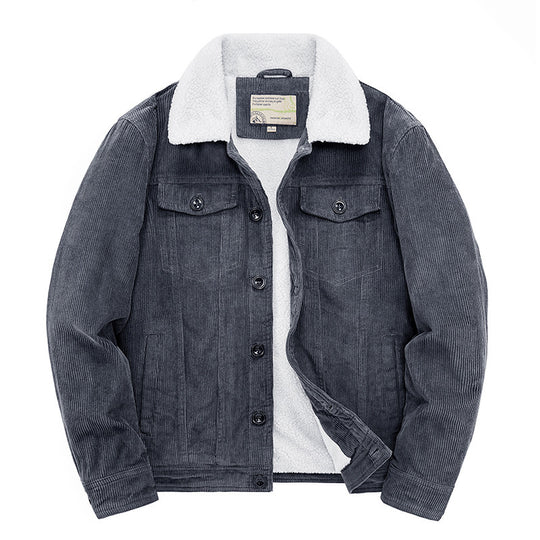 Herren Kord-Workerjacke mit durchgehendem Teddyfutter, Hemdkragen und Brusttasche Shop Nory