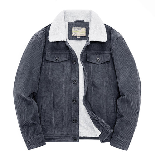 Herren Kord-Workerjacke mit durchgehendem Teddyfutter, Hemdkragen und Brusttasche Shop Nory