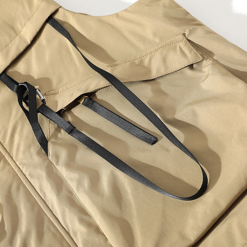 Herren funktionale Outdoor-Weste mit verstellbarem Kapuzendesign und vielseitigen Taschen Shopnory