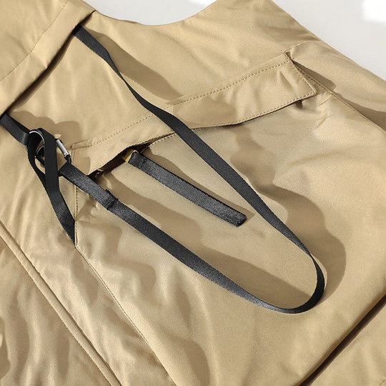 Herren funktionale Outdoor-Weste mit verstellbarem Kapuzendesign und vielseitigen Taschen Shopnory