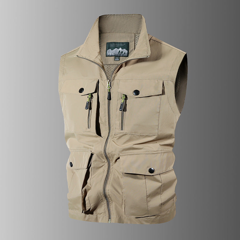 Herren Multifunktions-Outdoorweste mit Mehrfachtaschen und Stehkragen Shop Nory
