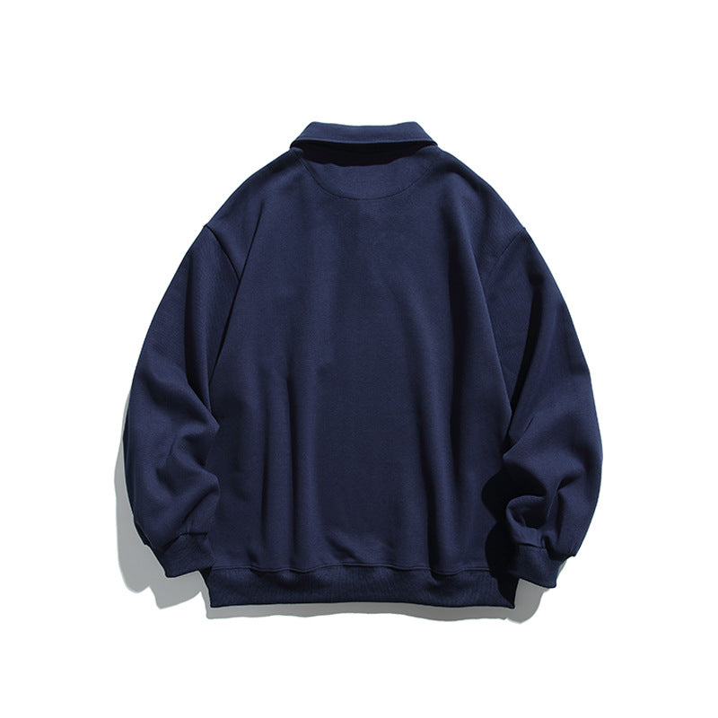 Unisex Oversize-Poloshirt-Sweatshirt mit Brusttasche und Rippsaum Shop Nory