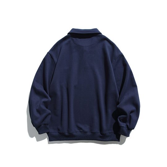 Unisex Oversize-Poloshirt-Sweatshirt mit Brusttasche und Rippsaum Shop Nory