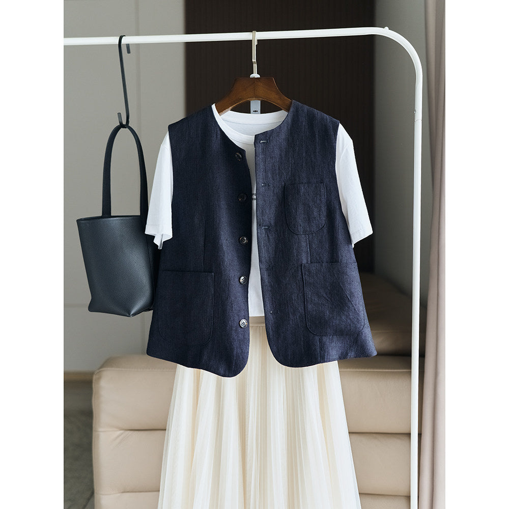 Damen Elegante Leinenweste Shop Nory