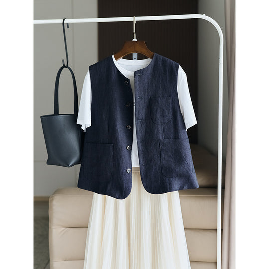 Damen Elegante Leinenweste Shop Nory