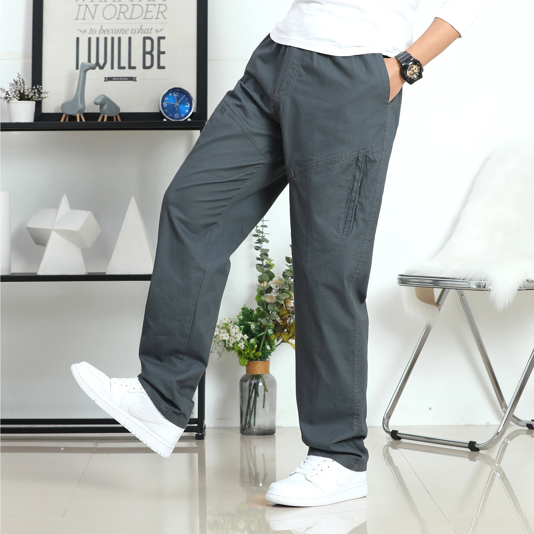 Herren Weite Utility-Cargohose mit elastischem Bund, seitlicher Reißverschlusstasche & vorgeformten Knieeinsätzen Shop Nory