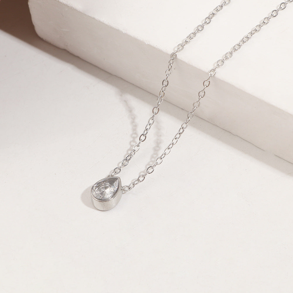 Damen Elegante Tropfenförmige Kristall Anhänger Halskette Shop Nory