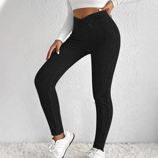 Damen Hochtaillierte Rippstrick-Leggings mit figurformender Passform Shop Nory