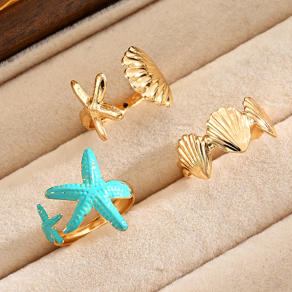 Damen elegantes Ring-Set mit maritimen Motiven und kreativen Details Shop Nory