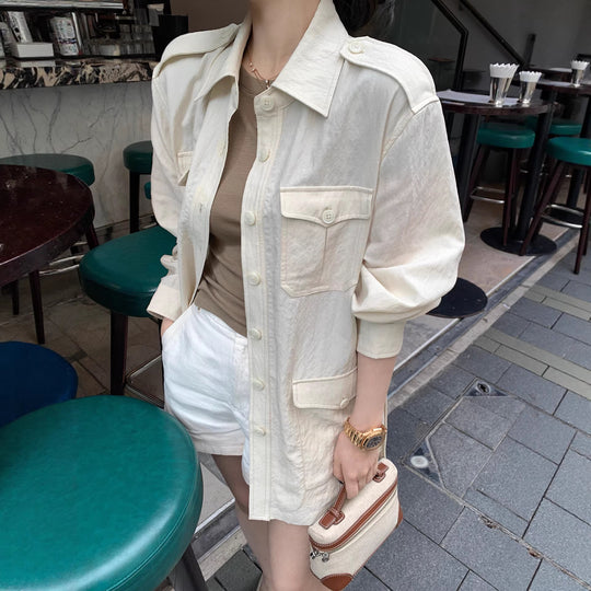 Damen Modische Utility-Jacke mit Taschen Shop Nory