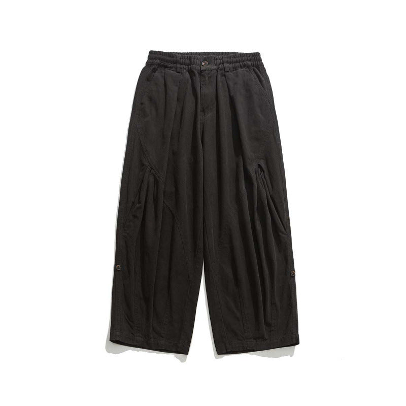 Herren Weite Cropped-Canvas-Hose im Utility‑Look mit elastischem Bund und markanten Falten Shop Nory