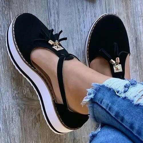 Damen Halbschuhe mit modischen Quasten und rutschfester Sohle