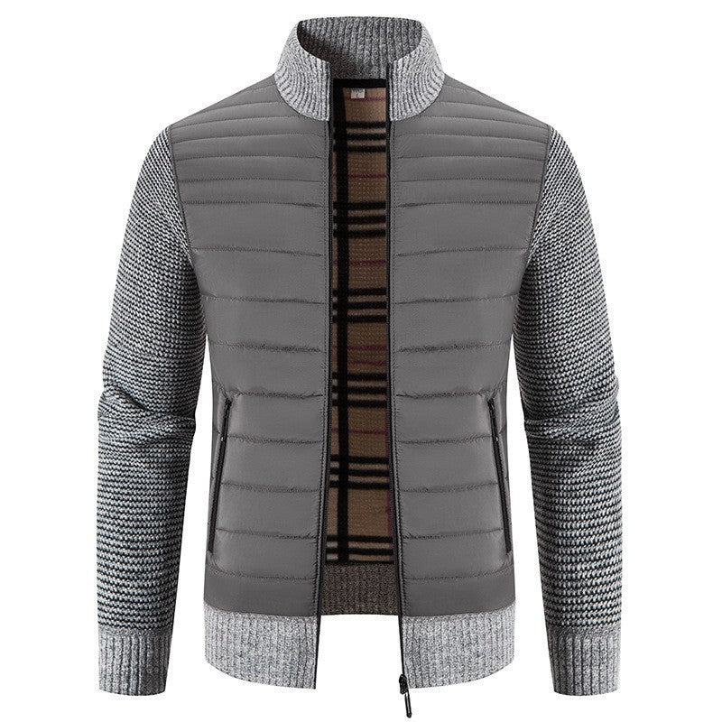 Herren Steppjacke mit modernem Strickärmeln und hohem Kragen