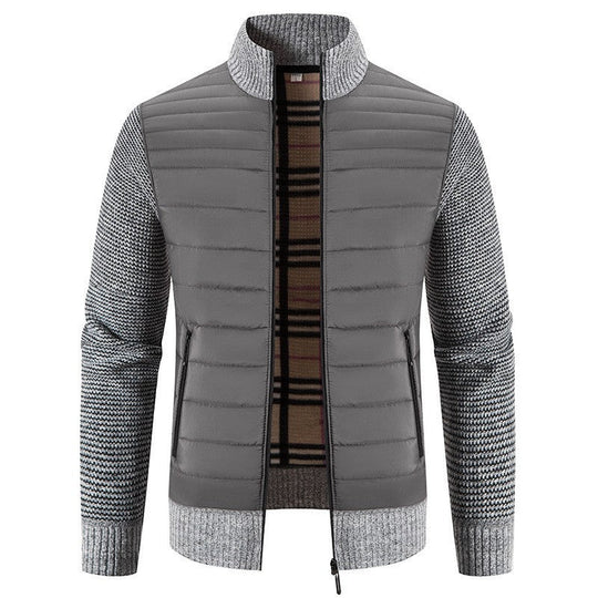 Herren Steppjacke mit modernem Strickärmeln und hohem Kragen
