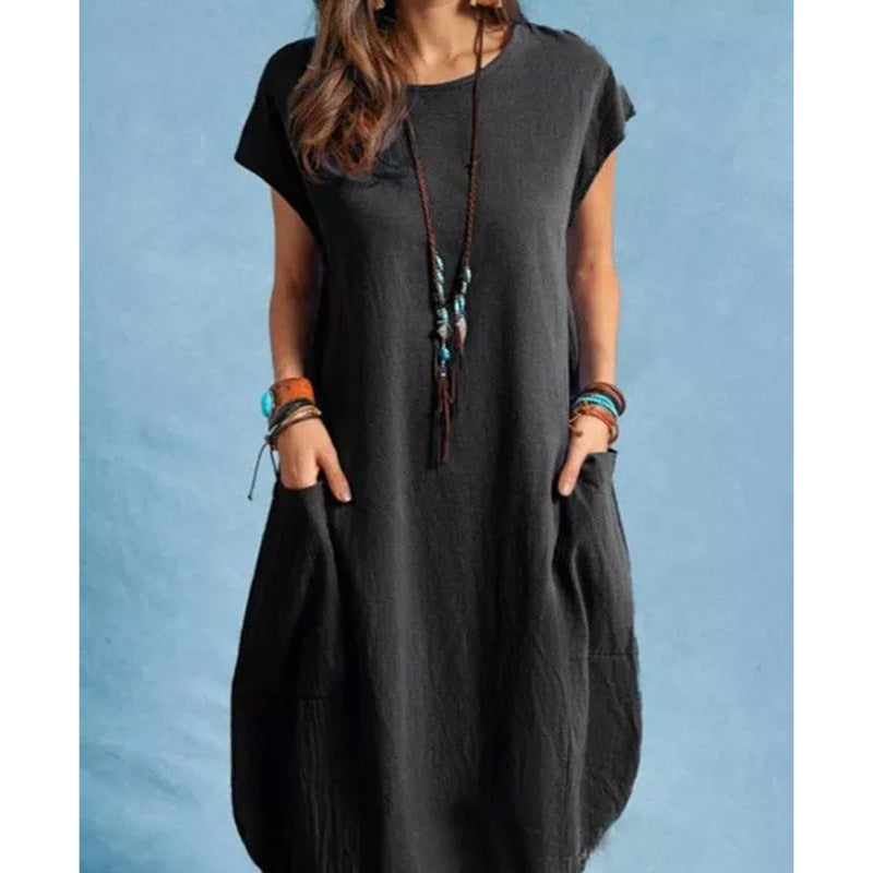 Damen luftiges Sommerkleid mit praktischen Taschen und modernem Schnitt