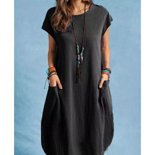 Damen luftiges Sommerkleid mit praktischen Taschen und modernem Schnitt