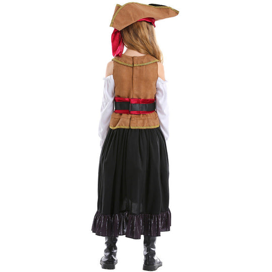 Mädchen Piratenkostüm mit authentischen Accessoires und schwingendem Rock Shop Nory
